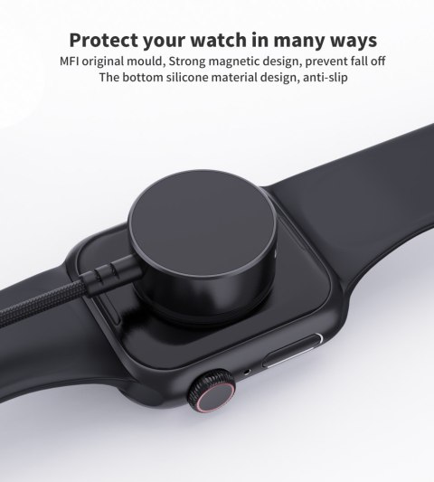 Ładowarka indukcyjna 5W do Apple Watch + kabel USB-C czarna CHOETECH