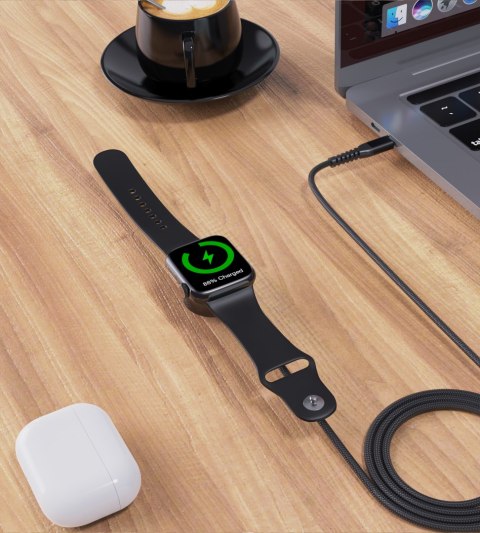 Ładowarka indukcyjna 5W do Apple Watch + kabel USB-C czarna CHOETECH