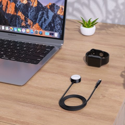 Ładowarka indukcyjna 5W do Apple Watch + kabel USB-C czarna CHOETECH