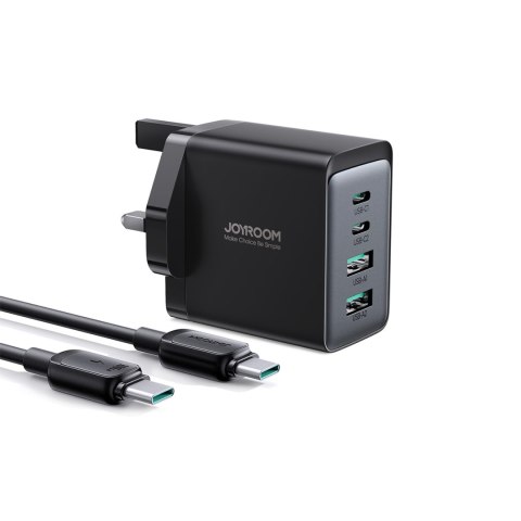 Ładowarka sieciowa GaN PD 67W 2x USB-C 2x USB-A wtyczka angielska UK czarna JOYROOM