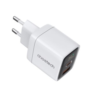Mała mocna ładowarka sieciowa GaN USB-A USB-C PD 35W z wyświetlaczem biała CHOETECH