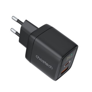 Mała mocna ładowarka sieciowa GaN USB-A USB-C PD 35W z wyświetlaczem czarna CHOETECH
