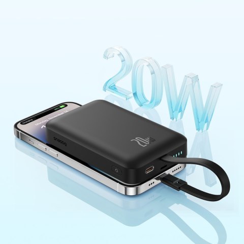 Mini Powerbank MagSafe 10000mAh 20W z kablem Lightning do iPhone 0.3m czarny BASEUS