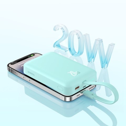 Mini Powerbank MagSafe 10000mAh 20W z kablem Lightning do iPhone 0.3m niebieski BASEUS