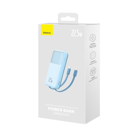 Powerbank z wyświetlaczem 10000mAh 22.5W Comet Series + kabel USB-A - USB-C 0.3m niebieski BASEUS