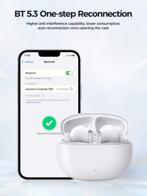 Słuchawki bezprzewodowe TWS Funpods Series JR-FB3 Bluetooth 5.3 białe JOYROOM