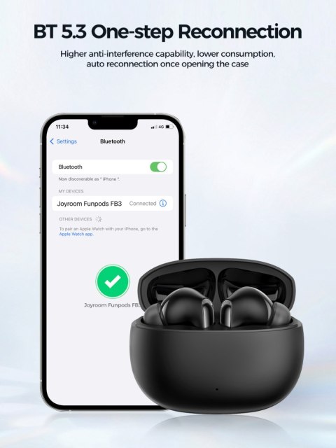 Słuchawki bezprzewodowe TWS Funpods Series JR-FB3 Bluetooth 5.3 czarne JOYROOM