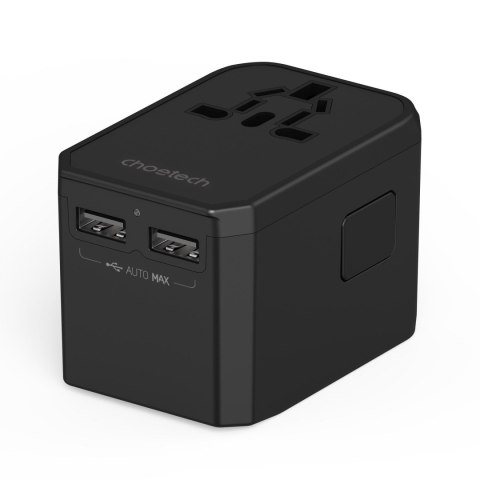 Uniwersalna ładowarka podróżna 2x USB-C 2x USB-A PD 45W wtyczki USA EU UK AU czarna CHOETECH