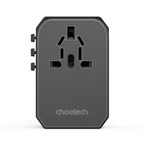 Uniwersalna ładowarka podróżna 2x USB-C 2x USB-A PD 45W wtyczki USA EU UK AU czarna CHOETECH