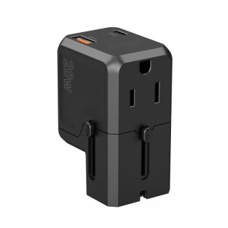 Uniwersalna ładowarka podróżna USB-C USB-A PD 20W wtyczki USA EU UK AU czarna CHOETECH