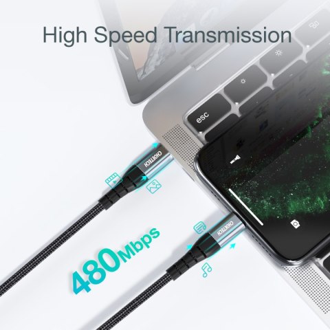 Kabel przewód do iPhone USB-C - Lightning 480Mb/s 3A 1.2m - czarny CHOETECH