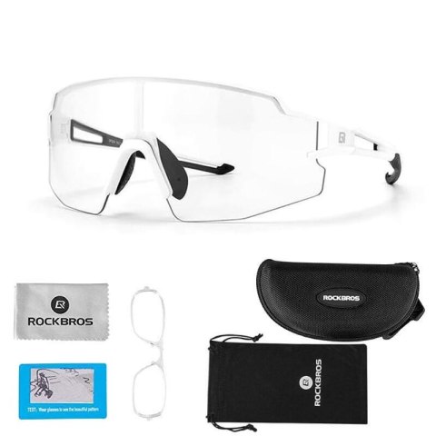 Okulary rowerowe fotochromowe z filtrami UV 400 UVA i UVB białe ROCKBROS