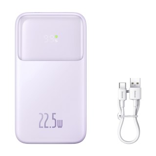 Powerbank z wyświetlaczem 10000mAh 22.5W + kabel USB-A / USB-C fioletowy BASEUS