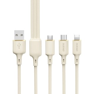 3w1 Kabel przewód wzmacniany SR USB-A - USB-C / Lightning / microUSB 66W 1.2m beżowy DUDAO