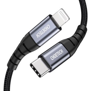 Kabel przewód do iPhone MFi USB-C - Lightning 480Mb/s 3A 2m czarny CHOETECH