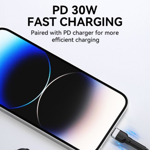 Kabel przewód do iPhone USB-C - Lightning PD 30W 1m czarny WOZINSKY