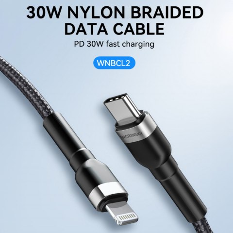 Kabel przewód do iPhone USB-C - Lightning PD 30W 2m czarny WOZINSKY