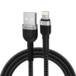 Kabel przewód do iPhone w oplocie USB-A - Lightning 2.4A 1m czarny WOZINSKY