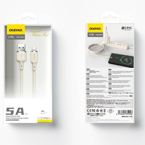 Kabel przewód do iPhone wzmacniany SR USB-A - Lightning 5A 1m beżowy DUDAO