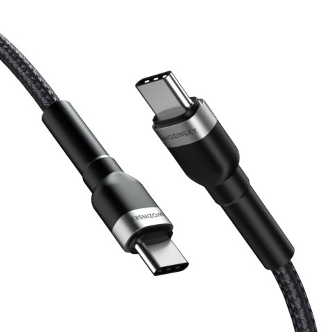 Kabel przewód w oplocie USB-C - USB-C PD 65W 1m czarny WOZINSKY