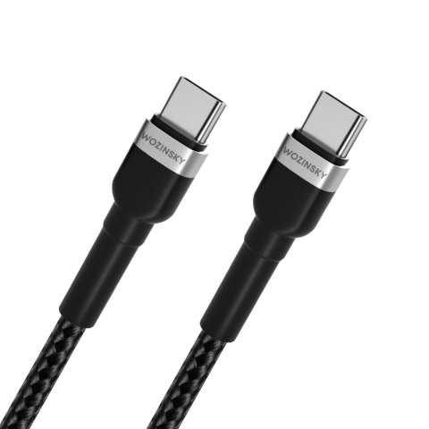 Kabel przewód w oplocie USB-C - USB-C PD 65W 1m czarny WOZINSKY