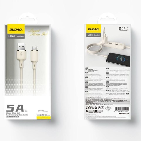 Kabel przewód wzmacniany SR USB-A - microUSB 5A 1m beżowy DUDAO