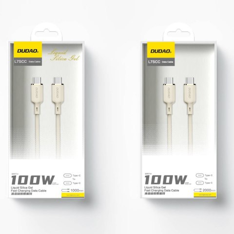 Kabel przewód wzmacniany SR USB-C - USB-C 100W 1m beżowy DUDAO