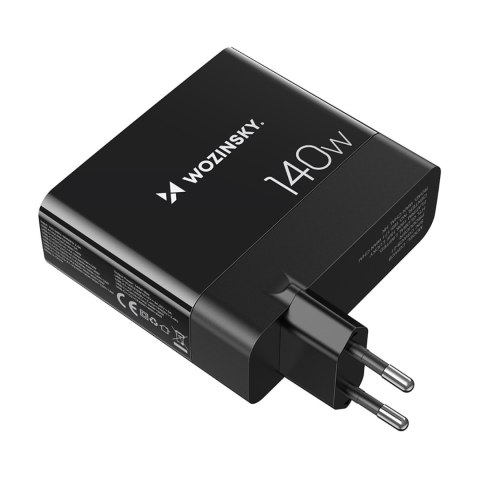 Ładowarka sieciowa 100-240V GaN 140W 3x USB-C / 2x USB-A czarna WOZINSKY