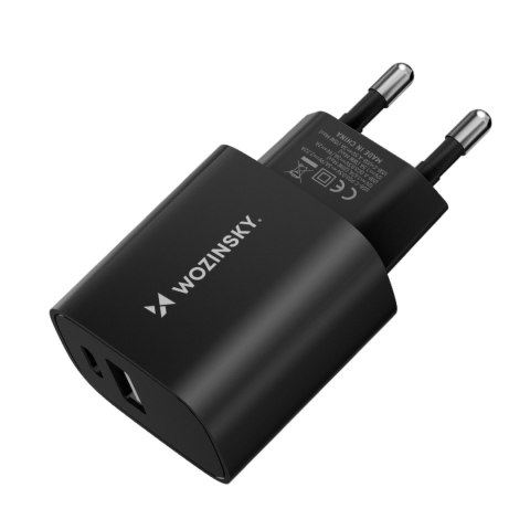 Ładowarka sieciowa 20W USB-A USB-C 100-240V czarna WOZINSKY