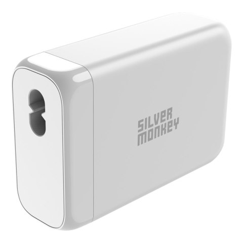 Ładowarka sieciowa GaN 130W z kablem zasilającym 3xUSB-C PD USB-A QC 3.0 biała SILVER MONKEY