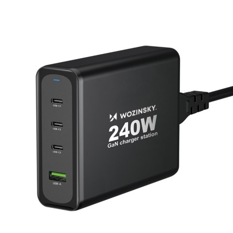 Ładowarka sieciowa GaN 240W USB-A 3x USB-C czarna WOZINSKY