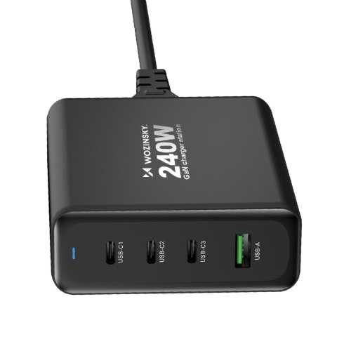 Ładowarka sieciowa GaN 240W USB-A 3x USB-C czarna WOZINSKY