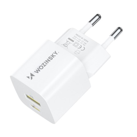 Ładowarka sieciowa GaN QC3.0 USB-A USB-C PD 33W biała WOZINSKY