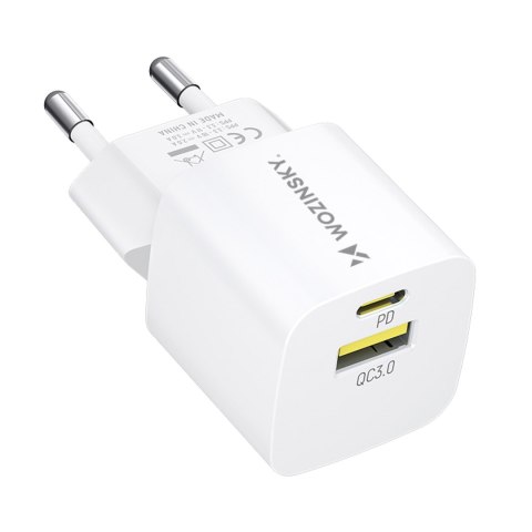 Ładowarka sieciowa GaN QC3.0 USB-A USB-C PD 33W biała WOZINSKY