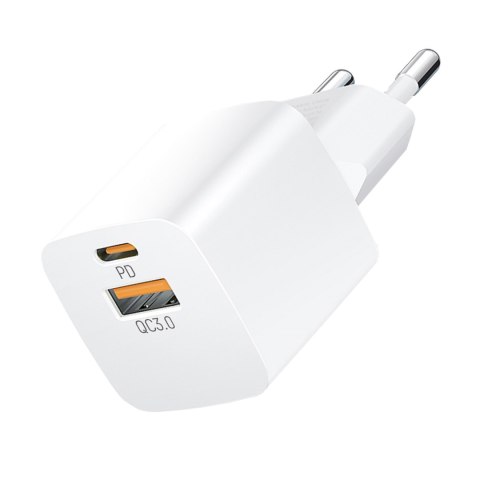 Ładowarka sieciowa PD QC 3.0 100-240V 20W USB-C USB-A biała WOZINSKY