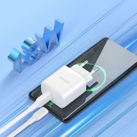 Ładowarka sieciowa USB-A 18W z kablem USB-A - USB-C biała DUDAO