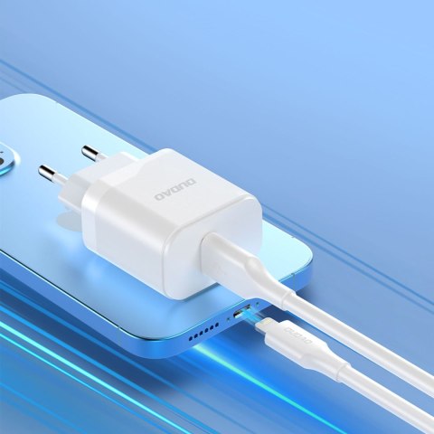 Ładowarka sieciowa USB-A 18W z kablem USB-A - USB-C biała DUDAO