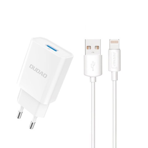 Ładowarka sieciowa USB-A 2.1A 10W z kablem do iPhone USB-A - Lightning biała DUDAO