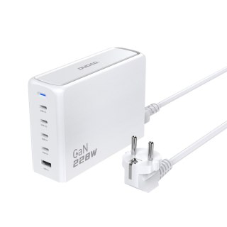 Ładowarka sieciowa stacja ładowania GaN 1x USB-A 4x USB-C PD 228W z kablem 1.5m biała DUDAO