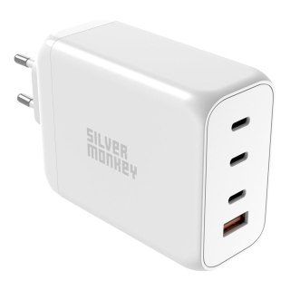 Mocna ładowarka GaN 200W 3xUSB-C PD USB-A QC 3.0 biała SILVER MONKEY