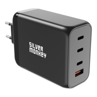 Mocna ładowarka GaN 200W 3xUSB-C PD USB-A QC 3.0 czarna SILVER MONKEY