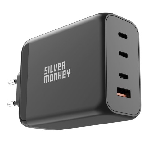 Mocna ładowarka GaN 200W 3xUSB-C PD USB-A QC 3.0 czarna SILVER MONKEY