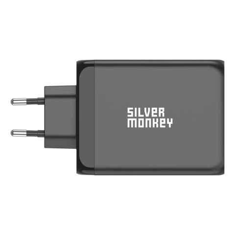 Mocna ładowarka GaN 200W 3xUSB-C PD USB-A QC 3.0 czarna SILVER MONKEY