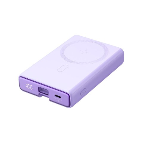 Powerbank magnetyczny 10000mAh 20W z podstawką + kabel Lightning - USB-C fioletowy JOYROOM