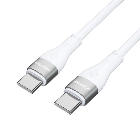 Trwały elastyczny kabel przewód USB-C - USB-C PD 65W 1m biały WOZINSKY