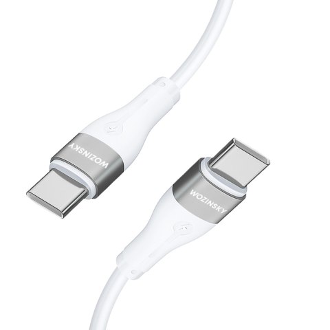 Trwały elastyczny kabel przewód USB-C - USB-C PD 65W 1m biały WOZINSKY