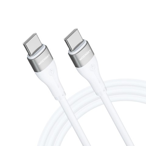 Trwały elastyczny kabel przewód USB-C - USB-C PD 65W 1m biały WOZINSKY