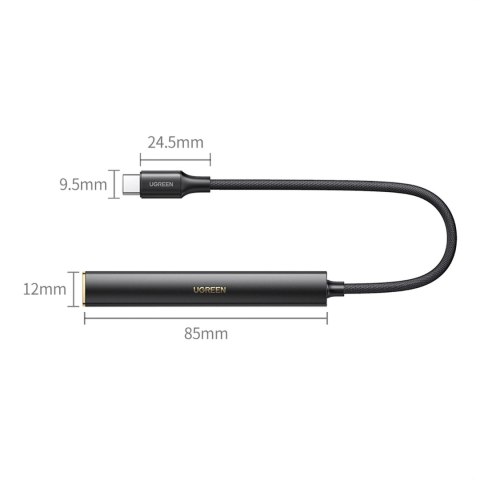 Wzmacniacz słuchawkowy audio przejściówka adapter USB-C do mini jack 3.5mm czarny UGREEN