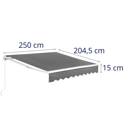 Markiza balkonowa tarasowa zwijana ręcznie 200 x 250 cm - szara UNIPRODO