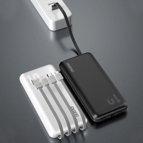 Powerbank K6Pro 10000mAh uniwersalny z kablem USB USB-C microUSB Lightning czarny DUDAO